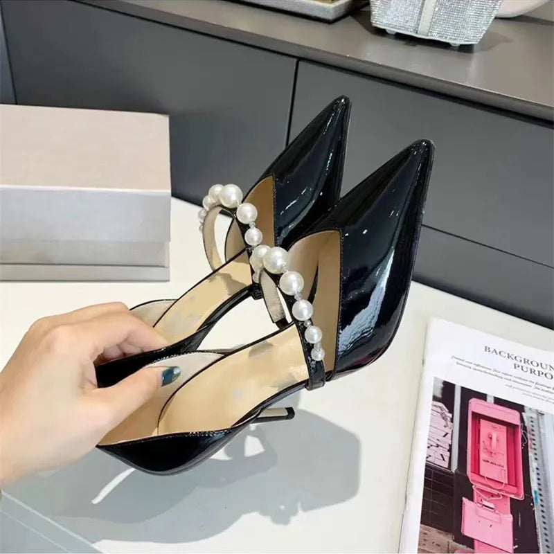 Victoria Pearl - Sapatos de Salto Elegantes com Pérolas e Cristais
