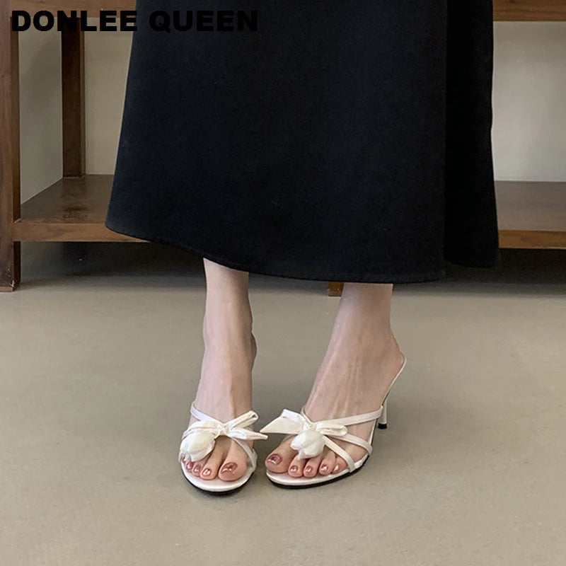 Valentina Satin - Mules Elegantes de Salto Femininas