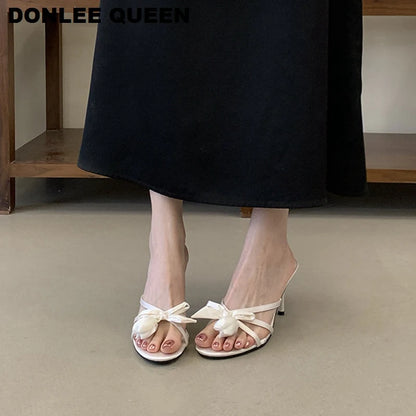 Valentina Satin - Mules Elegantes de Salto Femininas
