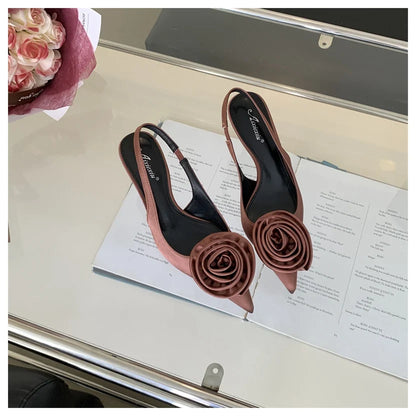 Sapatos Elegantes Flor de Cetim – Salto Fino