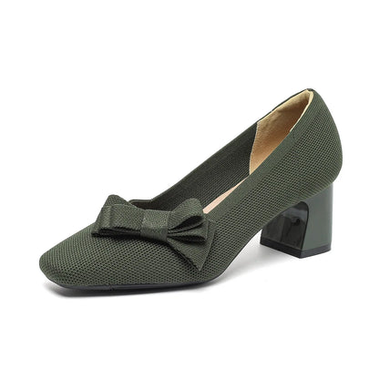 Amélia Violet - Medium Heel Shoe with Elegant Bow