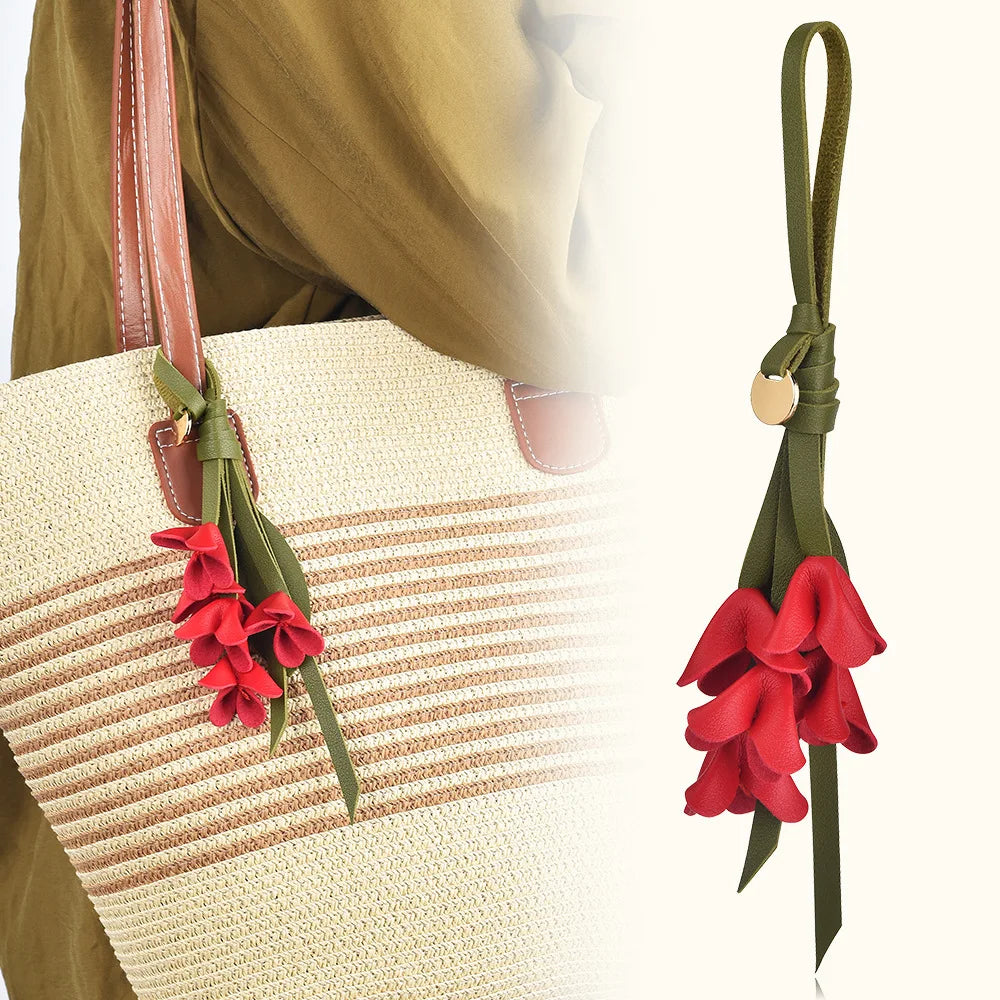 Fleur Élise – Porta-Chaves Floral em Pele para Carteiras ou Malas
