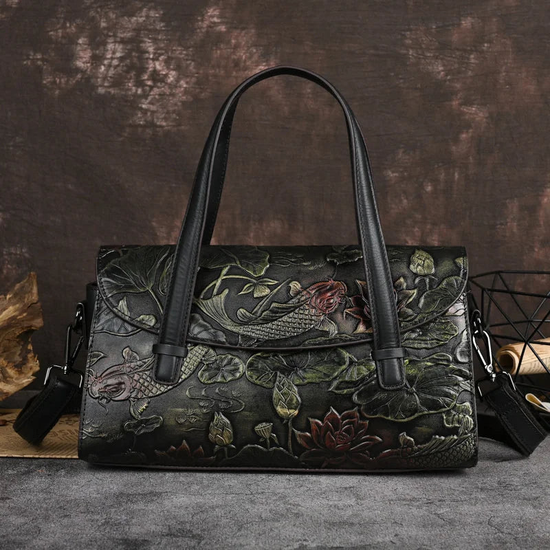 Sac vintage oriental en jade – Fabriqué en cuir véritable de qualité supérieure 