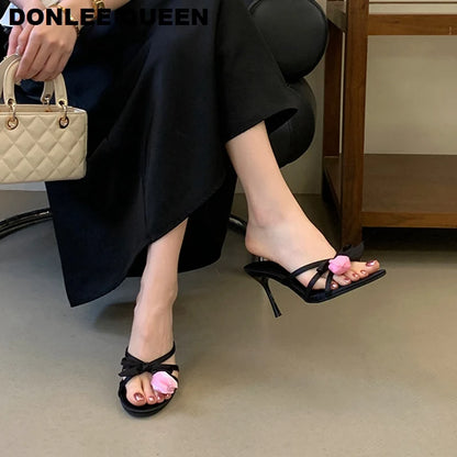Valentina Satin - Mules Elegantes de Salto Femininas