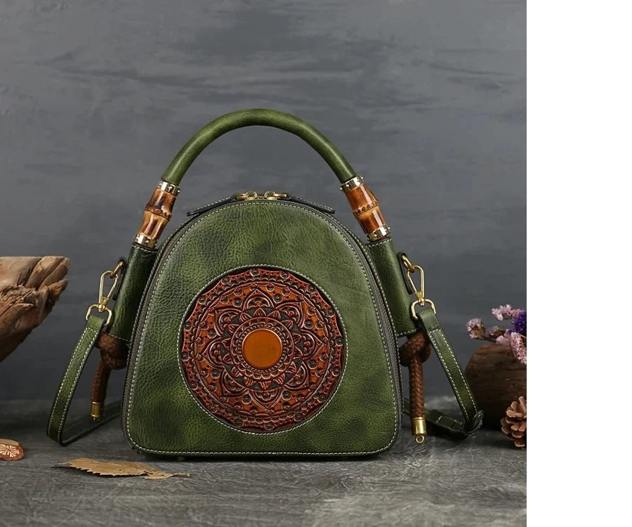 Mei Vintage Oriental Shell Bag - In Premium Genuine Leather