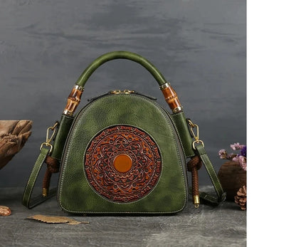 Mei Vintage Oriental Shell Bag - In Premium Genuine Leather