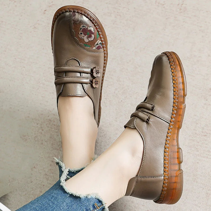 GKTINOO Mocassim Feminino Couro Genuíno Confortável Casual