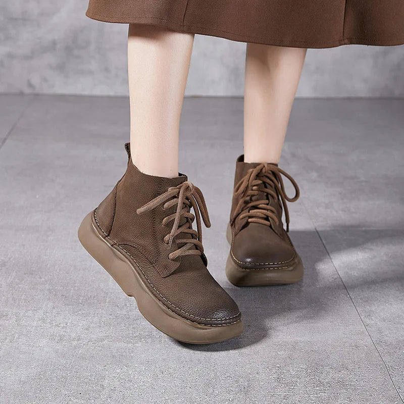 Bota Feminina Genuíno Sola Grossa Dedos Largos