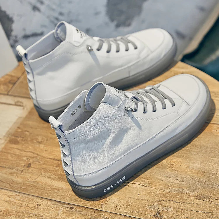 Tênis Feminina Genuíno em Couro Lace Up