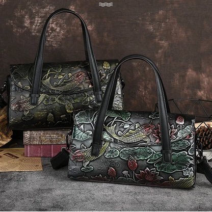 Sac vintage oriental en jade – Fabriqué en cuir véritable de qualité supérieure 