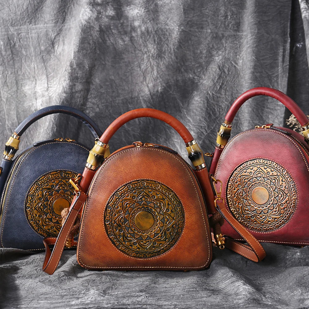 Mei Vintage Oriental Shell Bag - In Premium Genuine Leather
