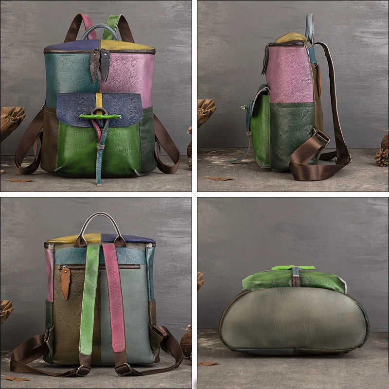 Sac à dos vintage Aurora Patch – Fabriqué en cuir véritable de première qualité 