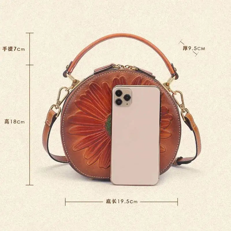 Sac Luna Floral Vintage – Fabriqué en cuir véritable de qualité supérieure 