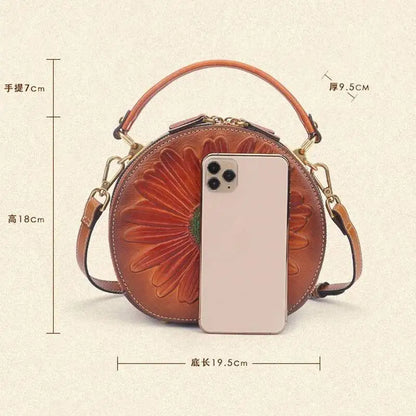Sac Luna Floral Vintage – Fabriqué en cuir véritable de qualité supérieure 