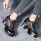 GKTINOO Sapatos Femininos Salto Alto Couro Floral LaceUp