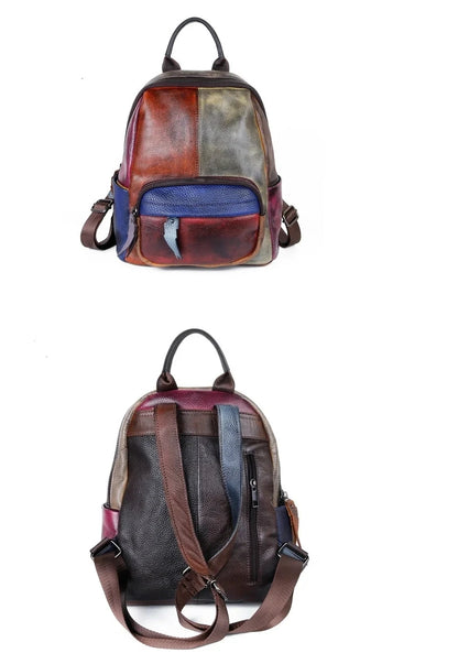 Diana Vintage Patchwork Backpack – In Premium Genuine Leather