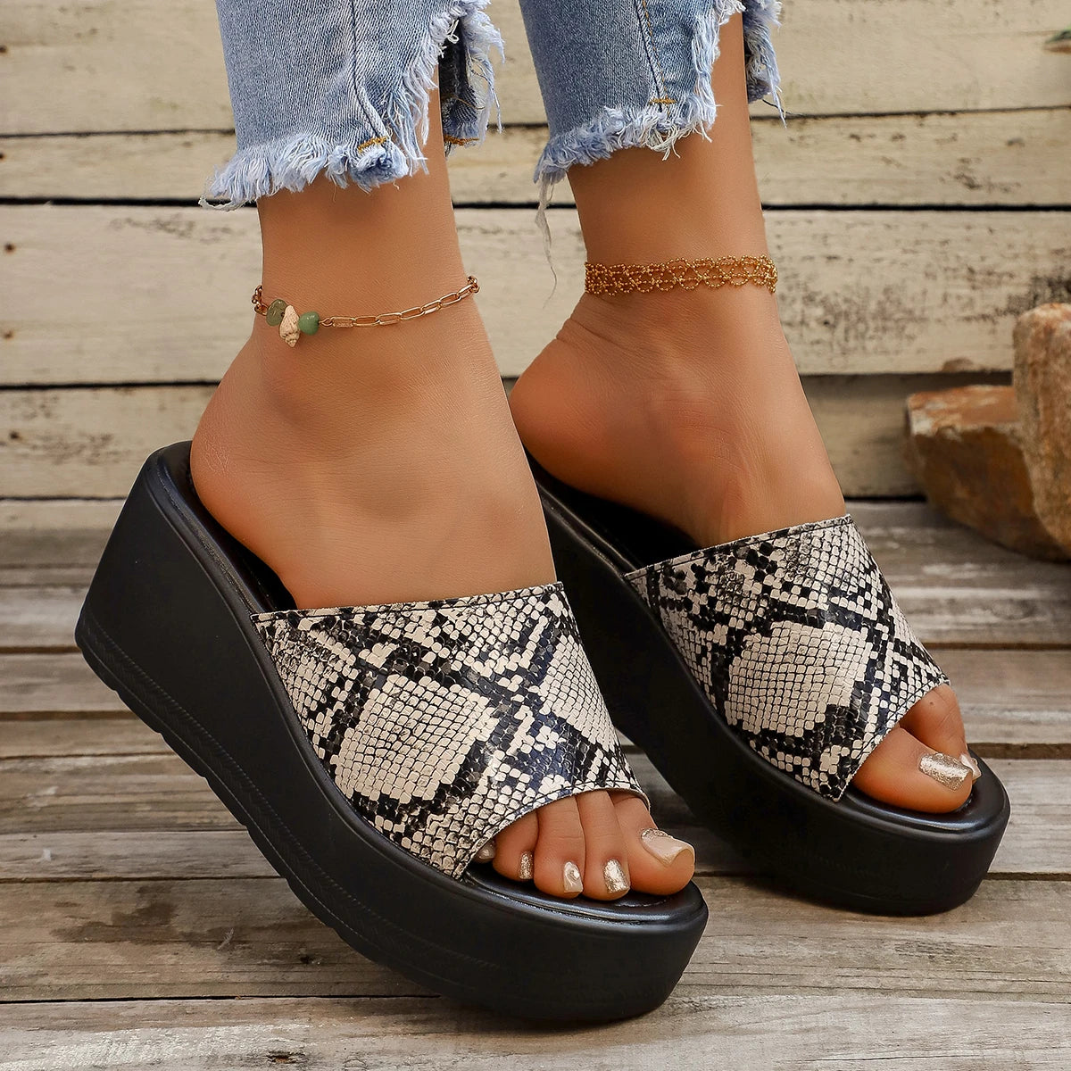 Serena Python – Sandálias Plataforma Elegantes