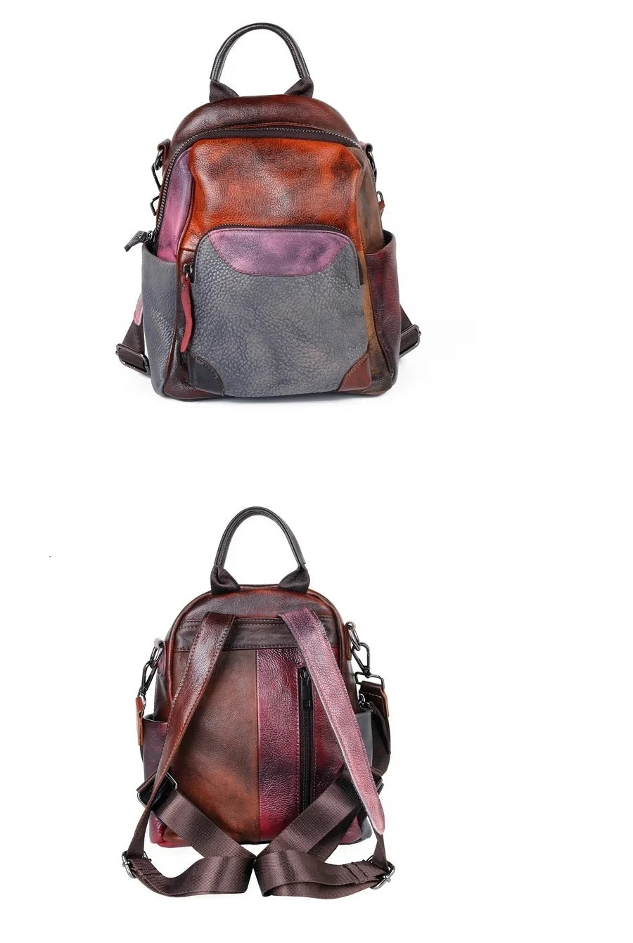 Diana Vintage Patchwork Backpack – In Premium Genuine Leather