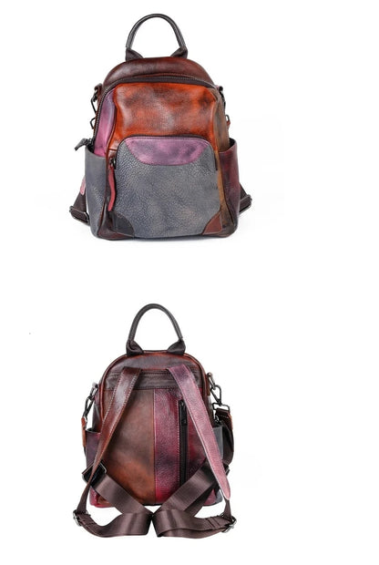 Diana Vintage Patchwork Backpack – In Premium Genuine Leather