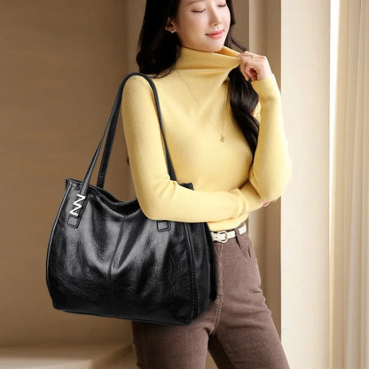 Grand sac à main pour femme en cuir PU souple, luxueux et élégant.