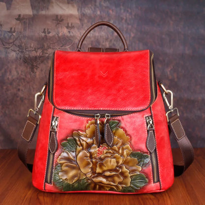 Matilde Vintage Floral Backpack - In Premium Genuine Leather