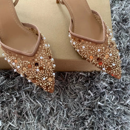 Aurora Crystal - Sapatos Slingback de Cerimónia com Pérolas e Brilhantes