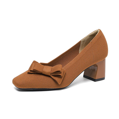 Amélia Violet - Medium Heel Shoe with Elegant Bow