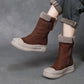 Botas Femininas Inverno Couro Genuíno Lã Plataforma