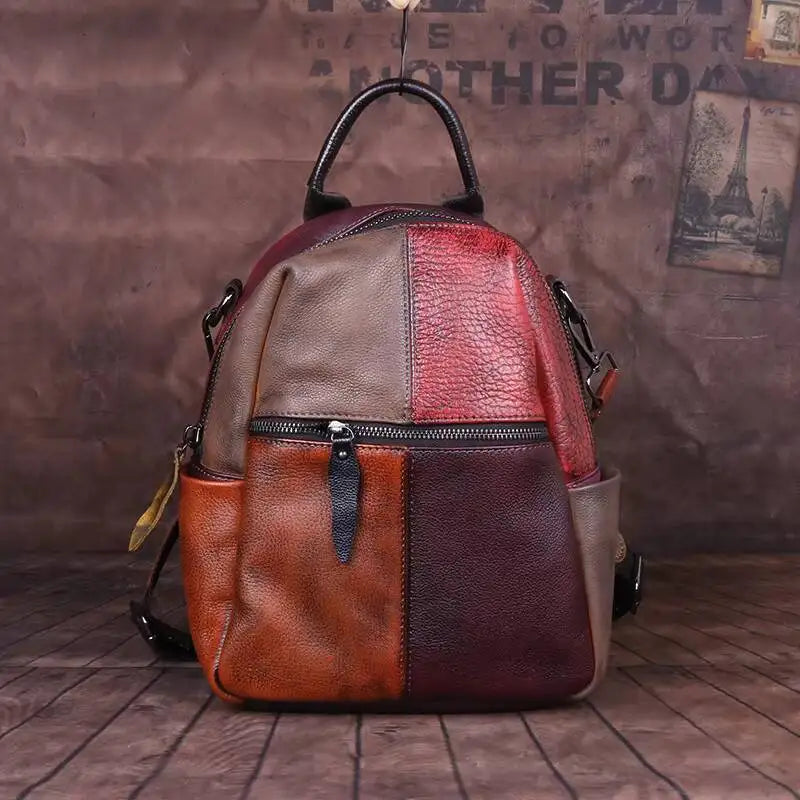 Diana Vintage Patchwork Backpack – In Premium Genuine Leather