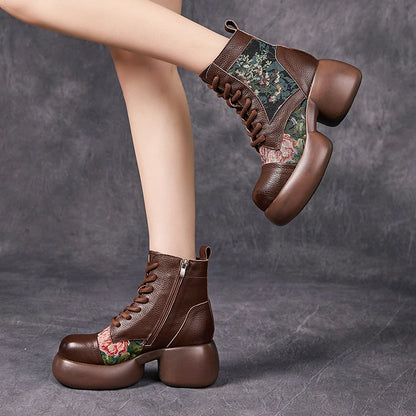 Women's Genuine Leather High Platform Boots