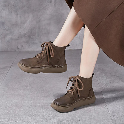 Bottes authentiques pour femmes avec semelle épaisse et bout large