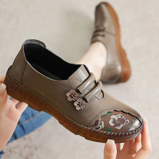 GKTINOO Mocassim Feminino Couro Genuíno Confortável Casual