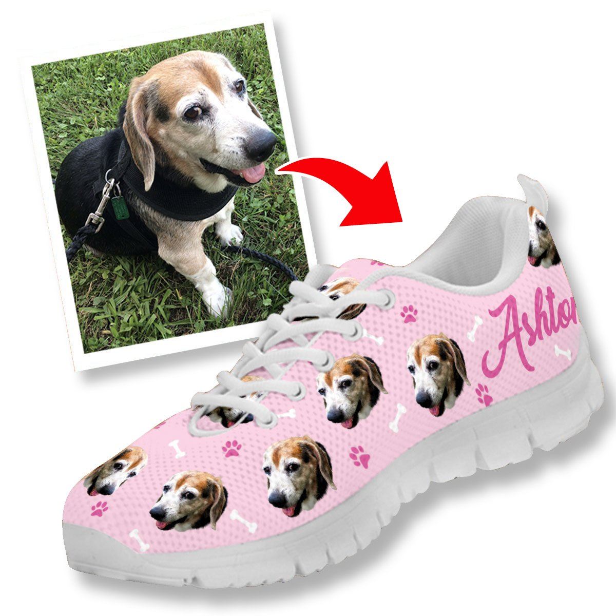 Sapatilhas personalizadas com a foto e o nome do seu animal (cão ou gato)